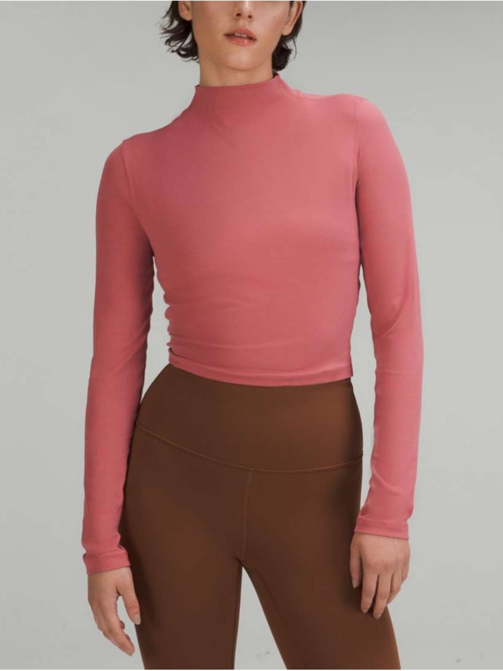 Lululemon All Aligned Mock Neck Long-Sleeve Crop Top Women’s - Brier Pink